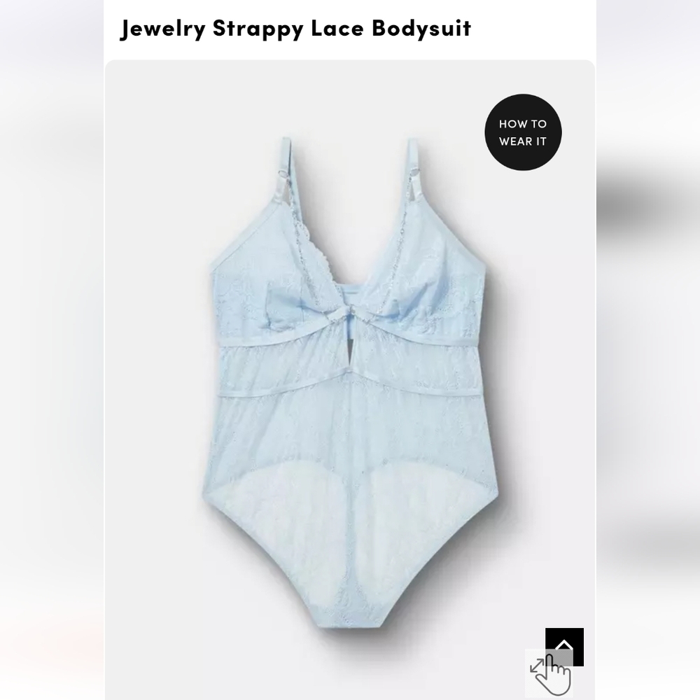 torrid Light Blue Strappy Lace Bodysuit With Jewelry